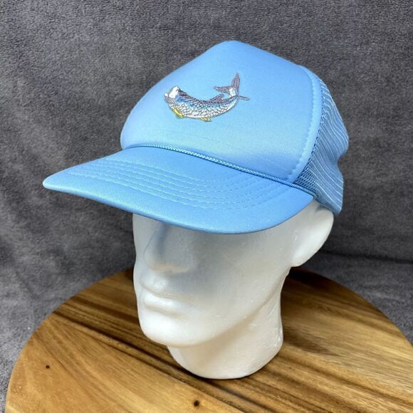 Vintage Fish Nature Hat Trucker Snap Back Blue Bass Trout Fisherman Mesh Foam - Picture 1 of 7